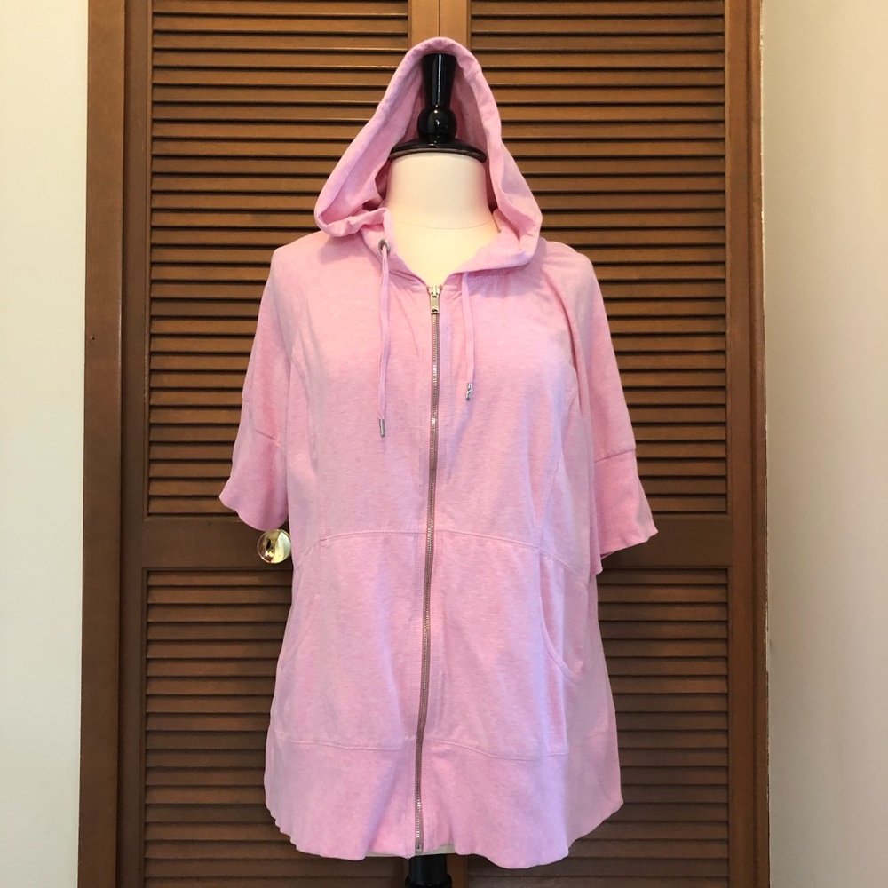 Zella pink short sleeve active hoodie 3X plus size